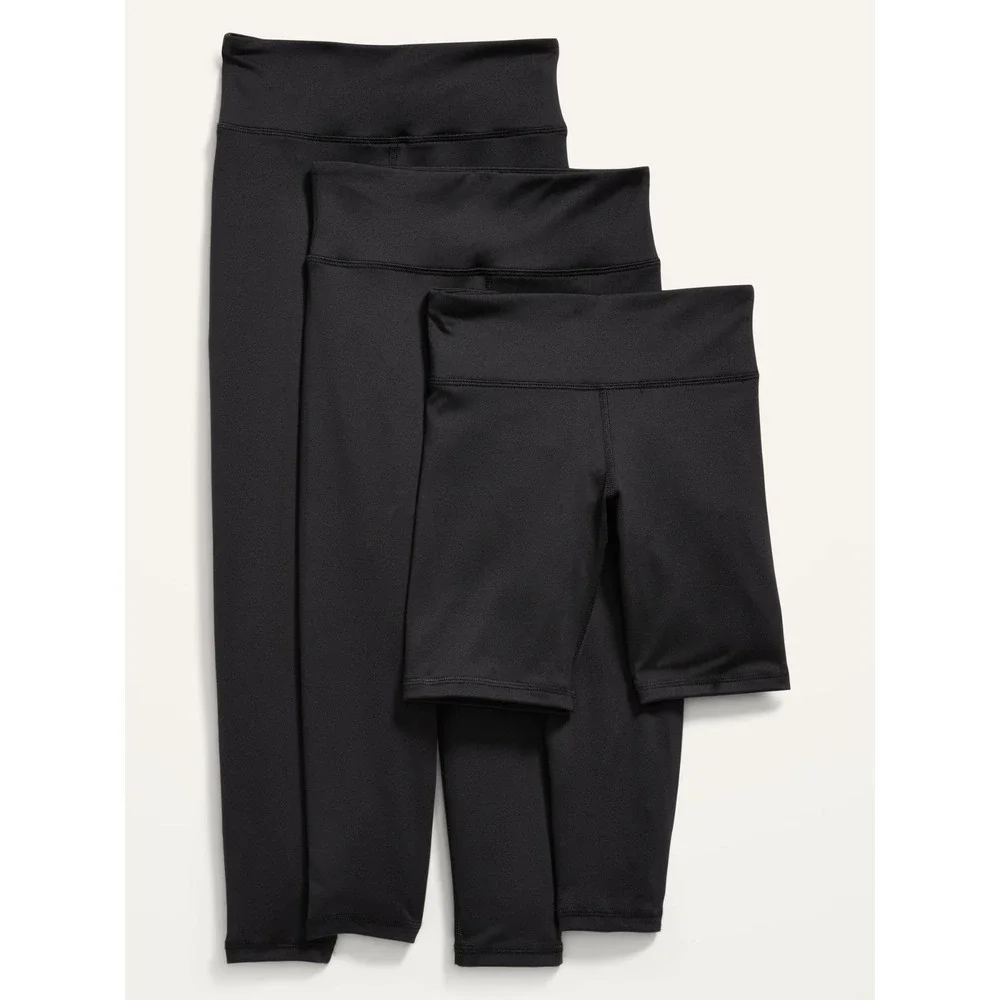 Old Navy Girl's PowerPress‎ Leggings & Biker Shorts 3-Pack - Black - Small 6/7
